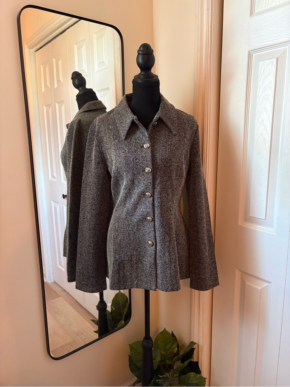 H&M Gray Tailored Button-Front Jacket